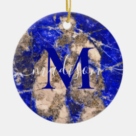 Ornamento De Cerâmica Caligrafia abstrato Lapis Lazuli Blue Granite