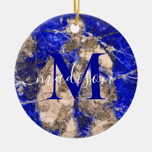 Ornamento De Cerâmica Caligrafia abstrato Lapis Lazuli Blue Granite (Frente)