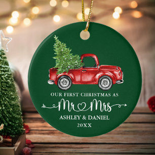 Ornamento De Cerâmica Caligrafia Coração Primeiro Natal Vermelho Caminhã