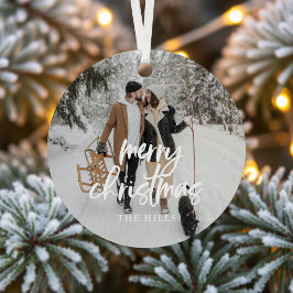 Ornamento De Cerâmica Caligrafia Feliz Foto de Natal