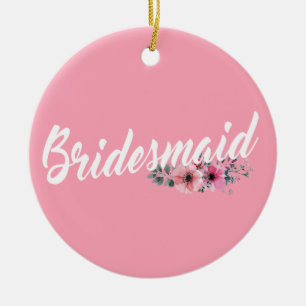 Ornamento De Cerâmica Caligrafia Simples de Casamento de Bridesmaid Orn