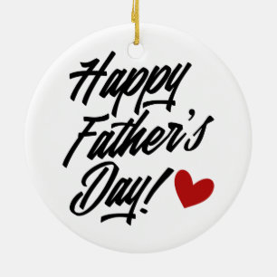 Ornamento De Cerâmica Caligrafia simples e feliz do Dia de os pais  Orna