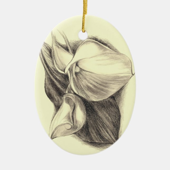 Ornamento De Cerâmica Calla Lily Drawing (Frente)