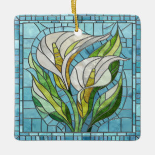 Ornamento De Cerâmica Calla Lily Mosaic Art