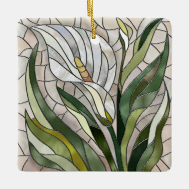 Ornamento De Cerâmica Calla Lily Mosaic Art (Frente)