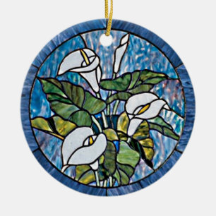 Ornamento De Cerâmica Calla Lily Stain Glass Look