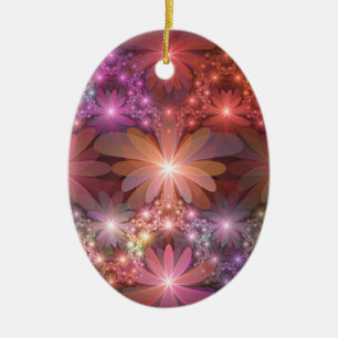 Ornamento De Cerâmica Cama De Flores Arte Fractal Abstrato brilhante Col