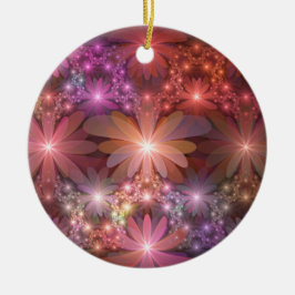 Ornamento De Cerâmica Cama De Flores Arte Fractal Abstrato brilhante Col