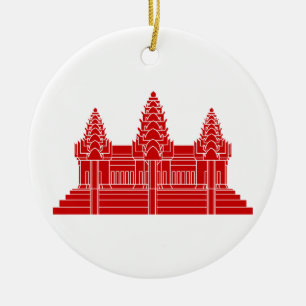Ornamento De Cerâmica Cambodian de Angkor Wat/bandeira do Khmer