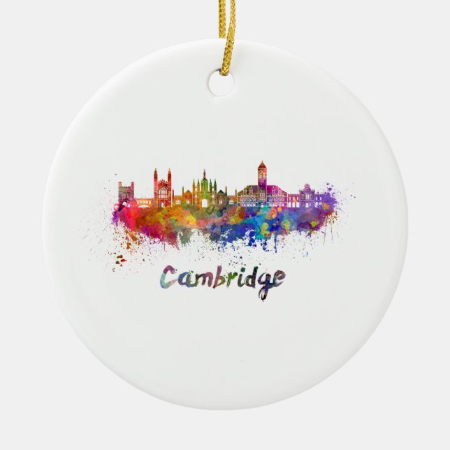 Ornamento De Cerâmica Cambridge skyline in watercolor (Frente)