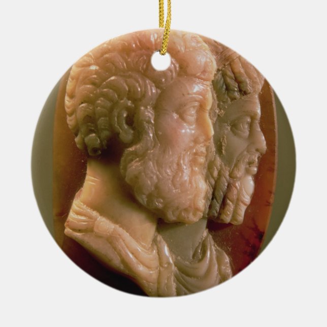 Ornamento De Cerâmica Cameo que descreve Marcus Aurelius (121-180) e (Frente)