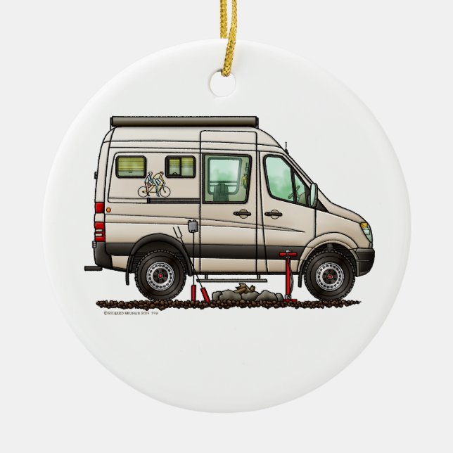 Ornamento De Cerâmica Câmera feliz Sprinter Camper Van RV (Frente)