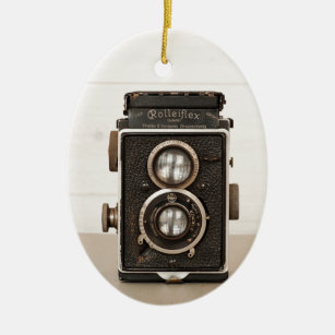 Ornamento De Cerâmica Câmera gêmea da lente de Rolleiflex do vintage