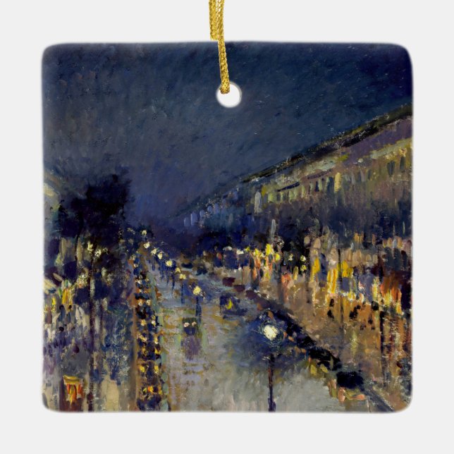 Ornamento De Cerâmica Camille Pissarro - Boulevard Montmartre à Noite (Frente)