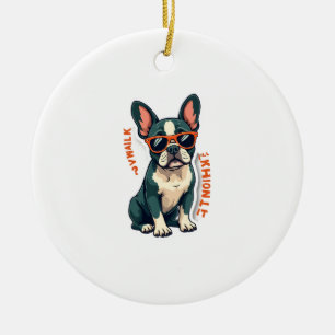 Ornamento De Cerâmica Caminhada Vintage Vou Pensar Nisso Bulldog Francês