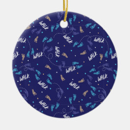 Ornamento De Cerâmica Caminhando juntos: Silhueta de Pegadas de Aventura