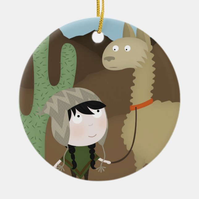 Ornamento De Cerâmica Caminhante do lama (Frente)