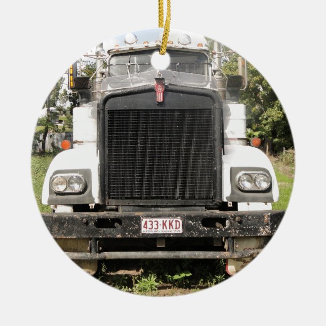 Ornamento De Cerâmica Caminhão clássico de Kenworth (Frente)