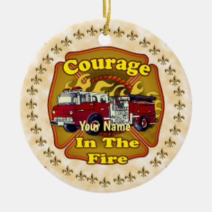 Ornamento De Cerâmica Caminhão de Bombeiros de Coragem