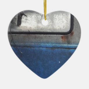 Ornamento De Cerâmica Caminhão de colheita branco e azul