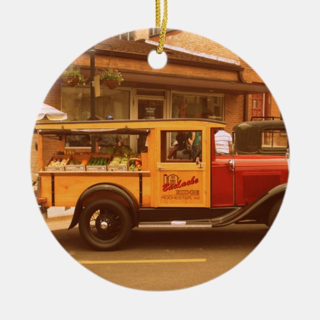 Ornamento De Cerâmica Caminhão de Comida Clássico (Frente)