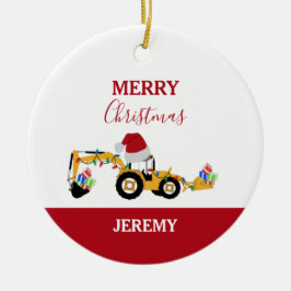 Ornamento De Cerâmica Caminhão de Construção de Backhoe de Natal Persona