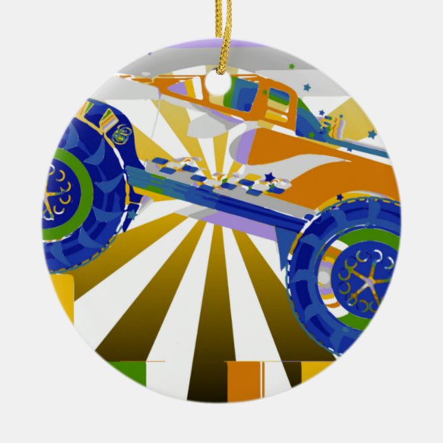 Ornamento De Cerâmica Caminhão monstro psicodélico incrível (Frente)