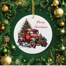 Caminhão Vermelho Vintage de Natal velho