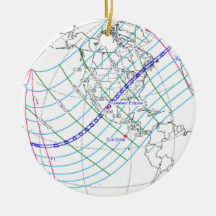 Ornamento De Cerâmica Caminho Global do Eclipse Solar 2024