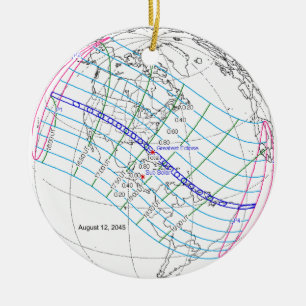 Ornamento De Cerâmica Caminho Global do Eclipse Solar 2045
