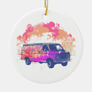 Ornamento De Cerâmica caminhonete hippie retrô grunge