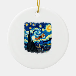 Ornamento De Cerâmica Camisa Artística Libélula Van Gogh Noite Estrelada