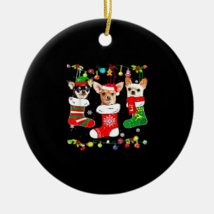 Ornamento De Cerâmica Camisa Clássica de Cachorro Chihuahua Luzes de Nat