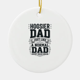 Ornamento De Cerâmica Camisa com Citação de Entalhe Vintage Hoosier Dad_