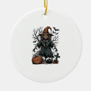Ornamento De Cerâmica Camisa de Abóbora de Halloween do Espantalho da Br