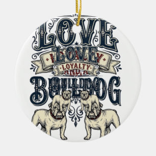 Ornamento De Cerâmica Camisa de Amor Bulldog Desenho de Citação de Cacho