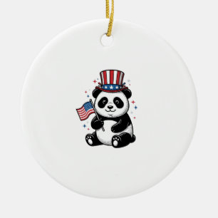 Ornamento De Cerâmica Camisa de bandeira de panda patriota vintage Desig