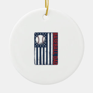 Ornamento De Cerâmica Camisa de bandeira do pai de beisebol vintage Desi