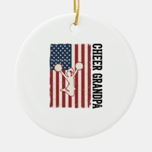 Ornamento De Cerâmica Camisa de bandeira vintage patriótica Cheer Grandp