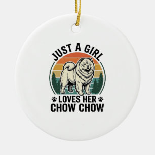 Ornamento De Cerâmica Camisa de Cachorro Chow Chow Vintage Girl Amante d