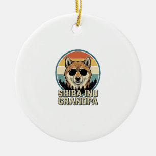 Ornamento De Cerâmica Camisa de Cachorro Vovô Shiba Inu Vintage Design_1