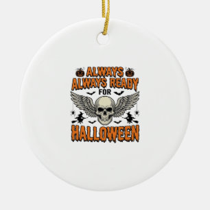 Ornamento De Cerâmica Camisa de Caveira de Halloween Gravura Vintage Cit