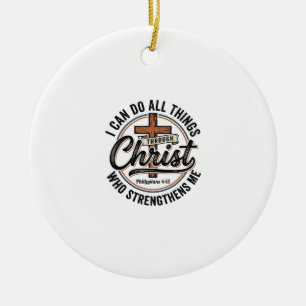 Ornamento De Cerâmica Camisa de Citação Vintage Christian Philippians 4_