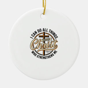 Ornamento De Cerâmica Camisa de Citação Vintage Filipenses 4_13 Cristã