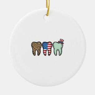 Ornamento De Cerâmica Camisa de Dentista Patriota Dente Leopardo Vintage
