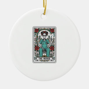 Ornamento De Cerâmica Camisa de desenho de carta de tarot de enfermeira 