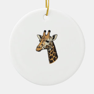 Ornamento De Cerâmica Camisa de desenho de retrato de girafa com gravaçã