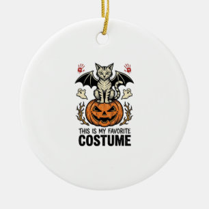 Ornamento De Cerâmica Camisa de Design de Fantasia de Gato de Abóbora de