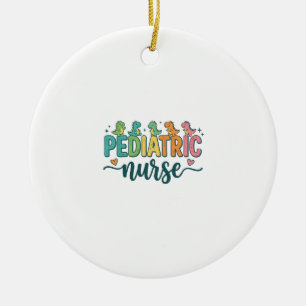 Ornamento De Cerâmica Camisa de Enfermeira Pediátrica com Dinossauro Vin