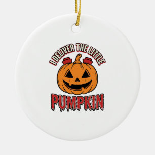 Ornamento De Cerâmica Camisa de entrega de Halloween da enfermeira abóbo